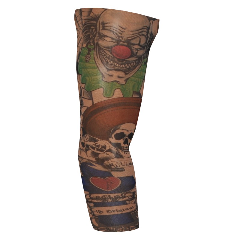 Fake Tattoo Arm Sleeve Evil Clown and Skulls (T10)